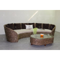 C shape Poly Rattan Wicker Living Room set Indoor Furniture (Acacia wood frame, hand woven by wicker hyacinth)